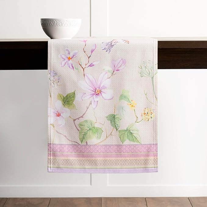 Table Runner, 100% Cotton, 14.5 x 72 Inch Double Layer, Magnolia Mornings