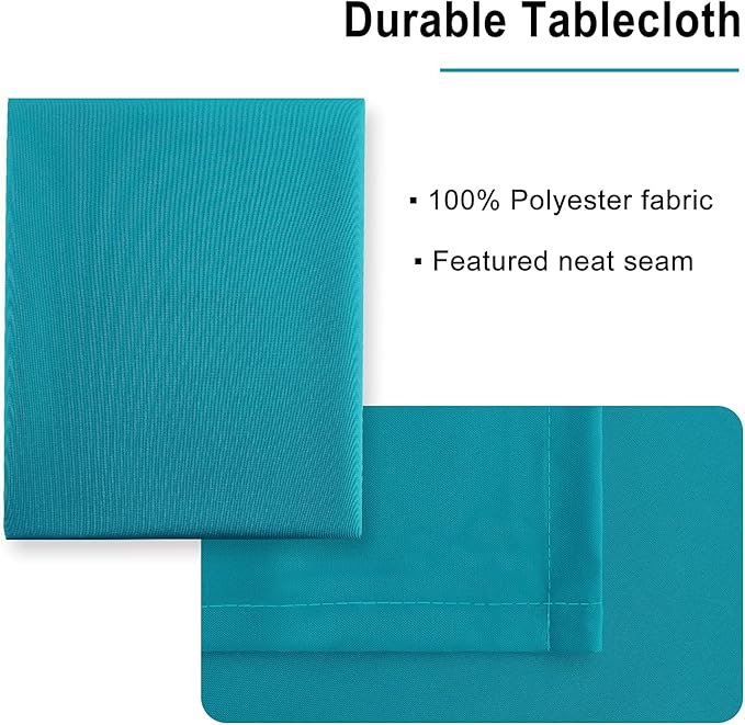 Tablecloth, Rectangular Turquoise Polyester, 54 x 120 Inch, Water-Resistant
