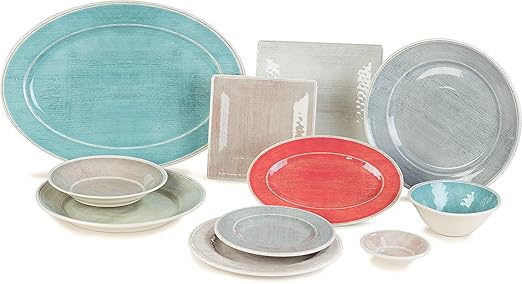 Carlisle FoodService Products Grove Reusable Plastic Plate Salad Plate with Rim for Home and Restaurant, Melamine, 9 Inches, Aqua, (Pack of 12)