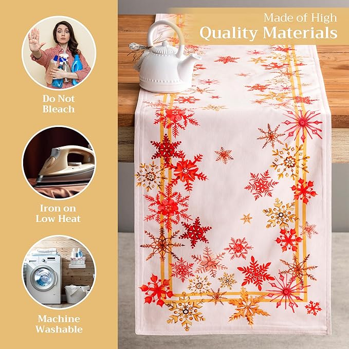 Table Runners 14.5 x 108 Inch 100% Cotton, Crystal Star Watercolor