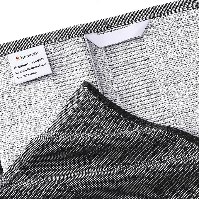Dish Towels, 6 Pack Black Cotton Kitchen Towels 18 x 28 Inch