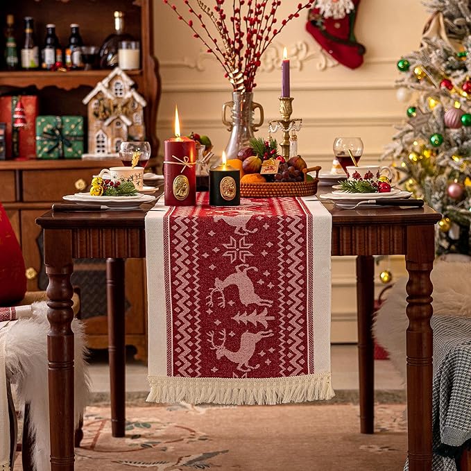 Polyester Table Runner, 14 x 72 Inch with Fringe