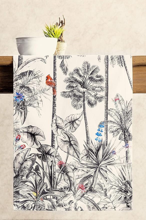 Table Runner, 100% Cotton Watercolor Design, 14.5 x 90 Inches
