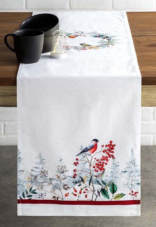 Table Runner 100% Cotton, Double Layer, 14.5 x 108 Inch, Morzine Print