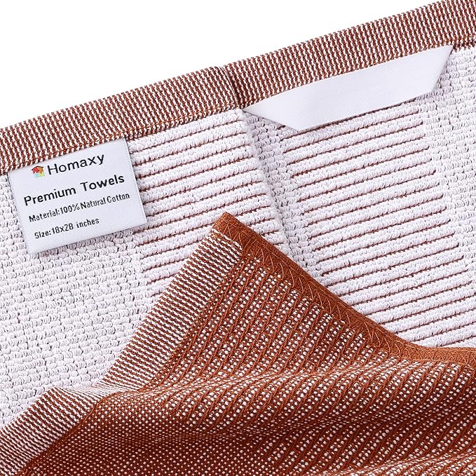 Dish Towel 6 Pack, 100% Cotton 380 GSM Tea Towels in Rust