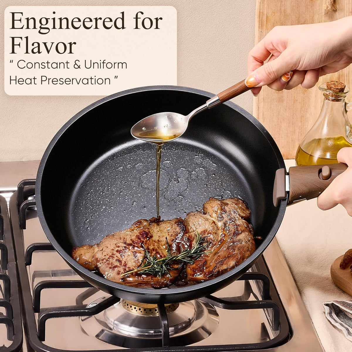 33pcs Pots and Pans Set Non Stick, Detachable Handle Cookware, Black – set view