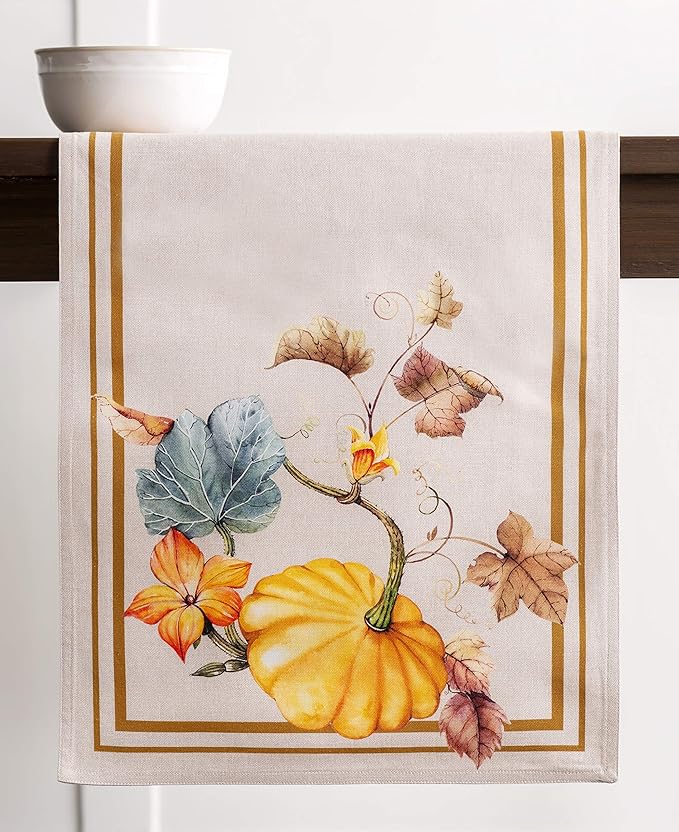Table Runner, 100% Cotton Double Layer, 14.5 x 108 Inch, Potiron Watercolor
