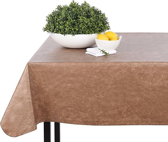 Yourtablecloth Heavy Duty Vinyl Rectangle or Square Tablecloth – 6 Gauge Heavy Duty Tablecloth – Flannel Backed – Wipeable Tablecloth with Vivid Colors & Many Sizes 52 x 120 Ruby Red