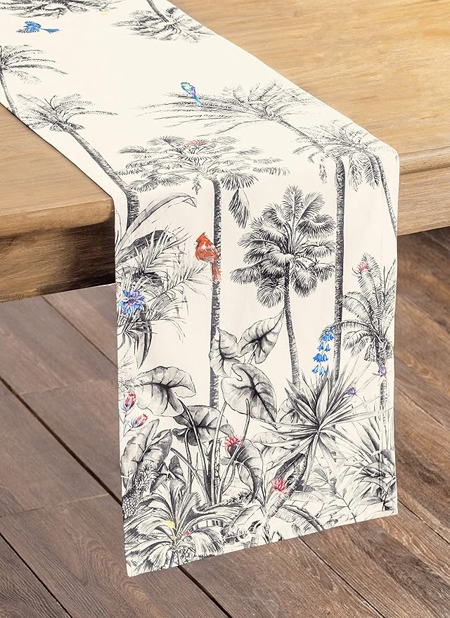 Table Runner, 100% Cotton Watercolor Design, 14.5 x 90 Inches