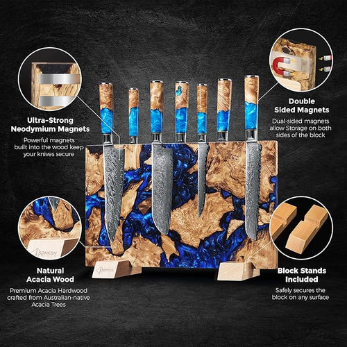 "Dark Tsunami" Extra Large Magnetic Knife Block - Holds Up