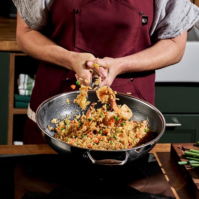 Wok and Stir-Fry Pan, 12-Inch Hybrid Nonstick with Stainless Steel Lid
