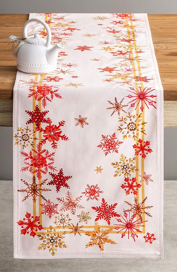 Table Runners 14.5 x 108 Inch 100% Cotton, Crystal Star Watercolor
