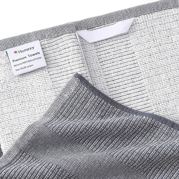 Kitchen Dish Towels, 12 Pack, 18 x 28 in Grey 100% Cotton