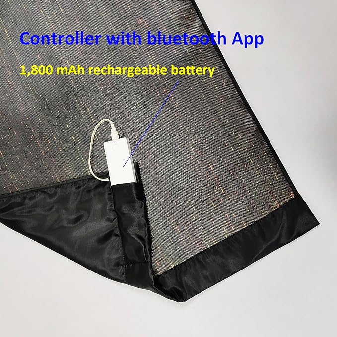 Black Fiber Optic LED Table Runner, 18 x 60 Inches, USB Rechargeable