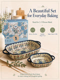 Ceramic Bakers Set, Two Rectangular Dishes 64 oz and 25 oz, Olive Garland