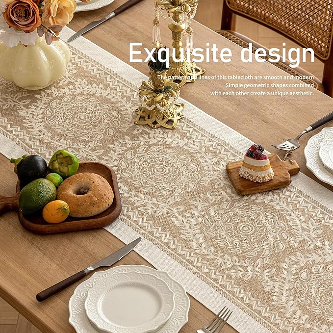Table Runner, Coffee Boho Polyester, 14 x 138 Inches