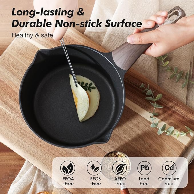 SENSARTE 2.0 & 3.0 Quart Sauce Pan Sets with Lid, Cooking Pots Set, Nonstick Saucepan Set with Pour Spout, Small Kitchen Pot, Non toxic Saucepot, Induction Comptable, Easy to Clean, PFOA Free