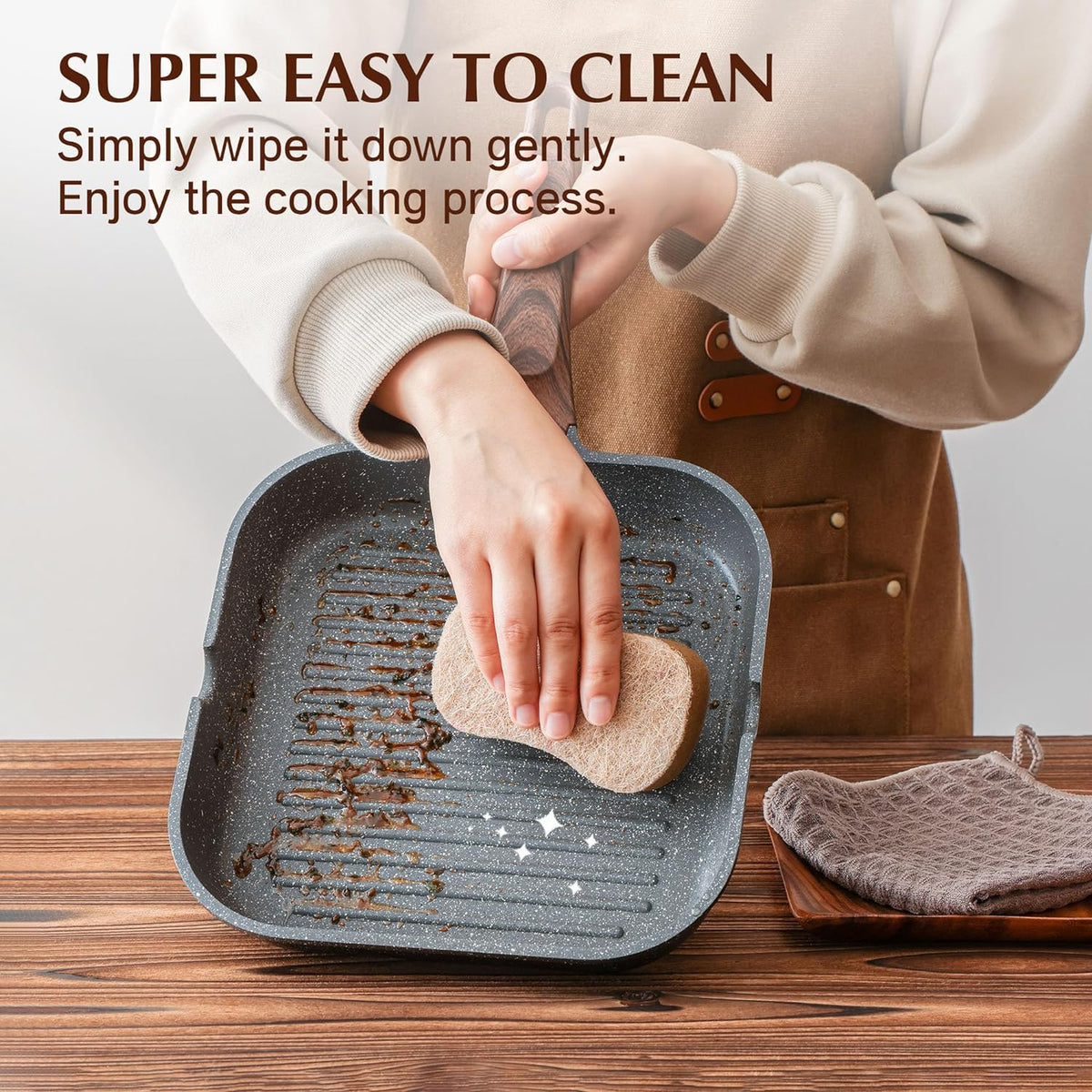 Nonstick Grill Pan with Lid, Grill Pan for Stove Tops, Versatile Griddle Pan – alternate view