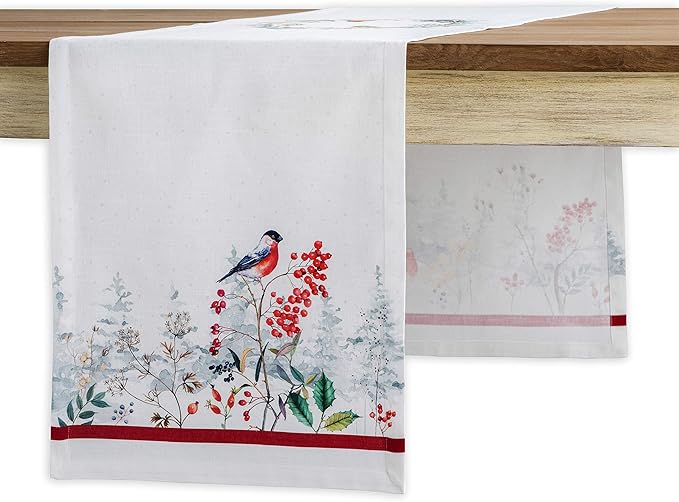 Table Runner in Morzine Watercolor Print, 100% Cotton, 14.5 x 90 Inch