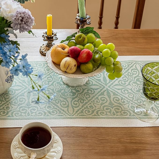Table Runner 14 x 138 Inch Boho Polyester Fringed Dining Runner