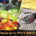 Oven Mitts Black Long Cuff Heat Resistant with Silicone Grip