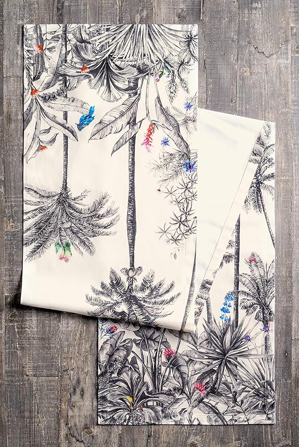 Table Runner, 100% Cotton Watercolor Design, 14.5 x 90 Inches
