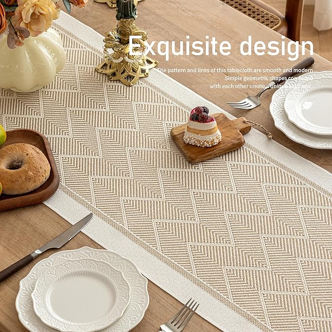Table Runner 14 x 107 Inch Boho Polyester in Coffee Earth Tones