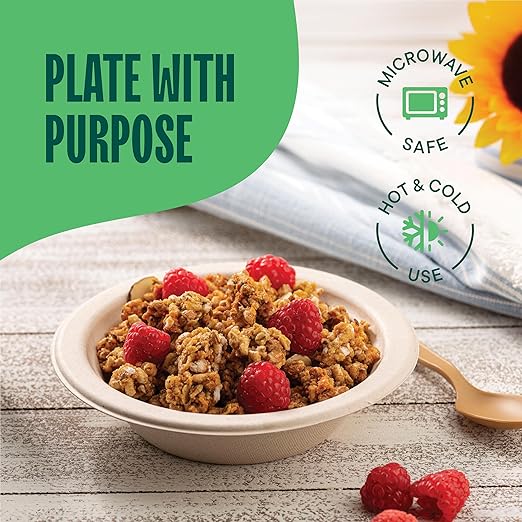 Disposable Bowls, 12 oz Compostable Sugarcane Fiber, 1000 Count