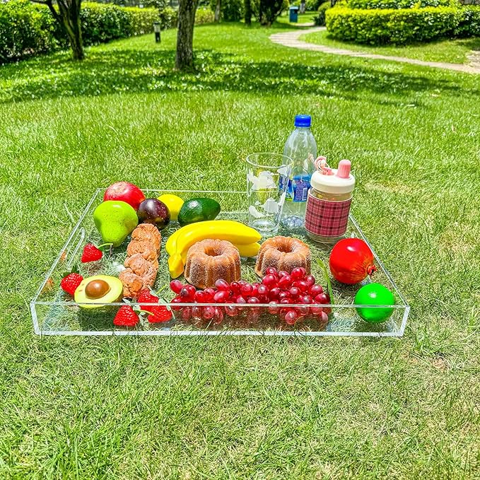Serving Tray, Clear Acrylic Rectangular, 20 x 14 Inch