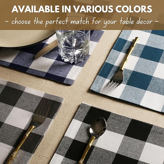 Table Runners, Black and Grey Buffalo Check Cotton, 13 x 90 Inches