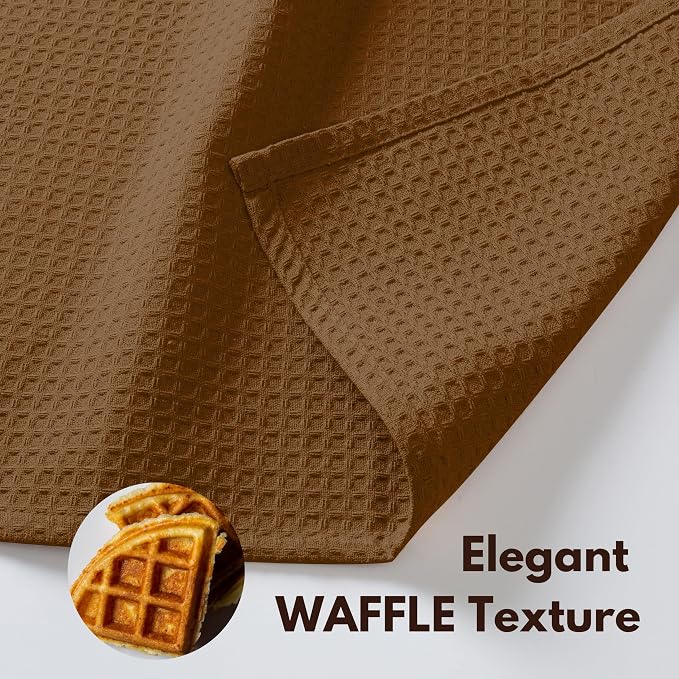 Dish Towels 6-Pack, 100% Cotton Waffle Weave, 16x26 Inch, Brown
