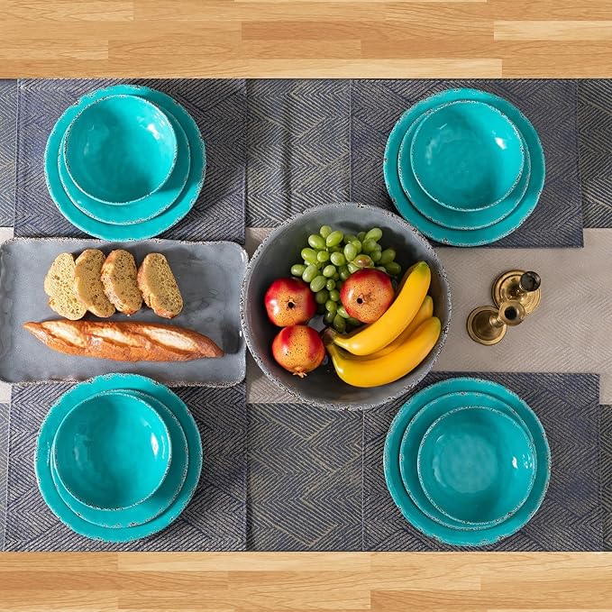 Pasta Bowls, 9-Inch Melamine Set of 6 in Antique Teal