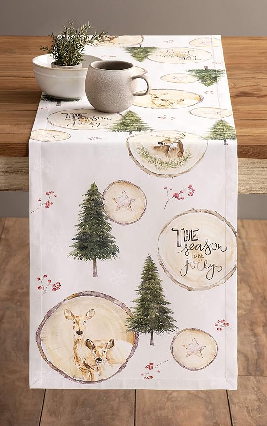 Table Runners 100% Cotton Mountain Life Design 14.5 x 90 Inch
