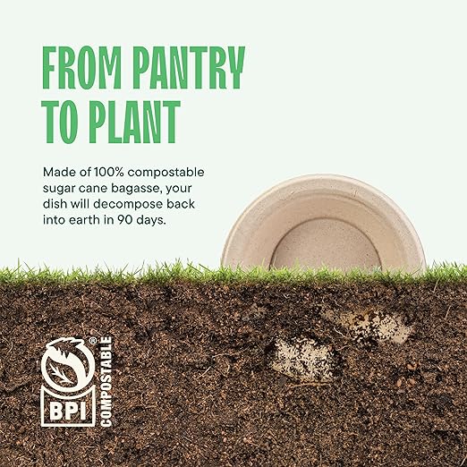 Disposable Bowls, 12 oz Compostable Sugarcane Fiber, 1000 Count