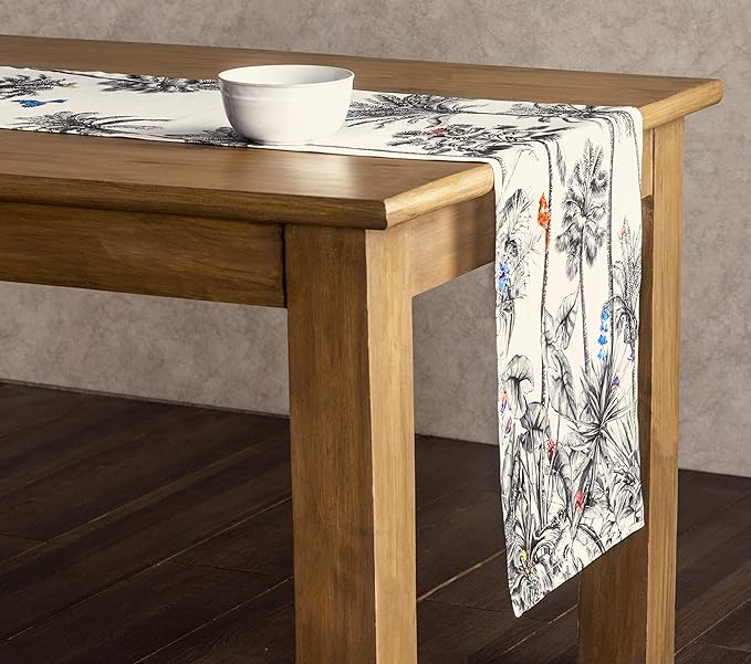 Table Runner, 100% Cotton Watercolor Design, 14.5 x 90 Inches