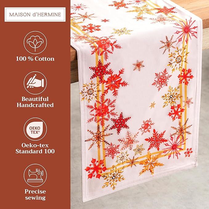 Table Runners 14.5 x 108 Inch 100% Cotton, Crystal Star Watercolor