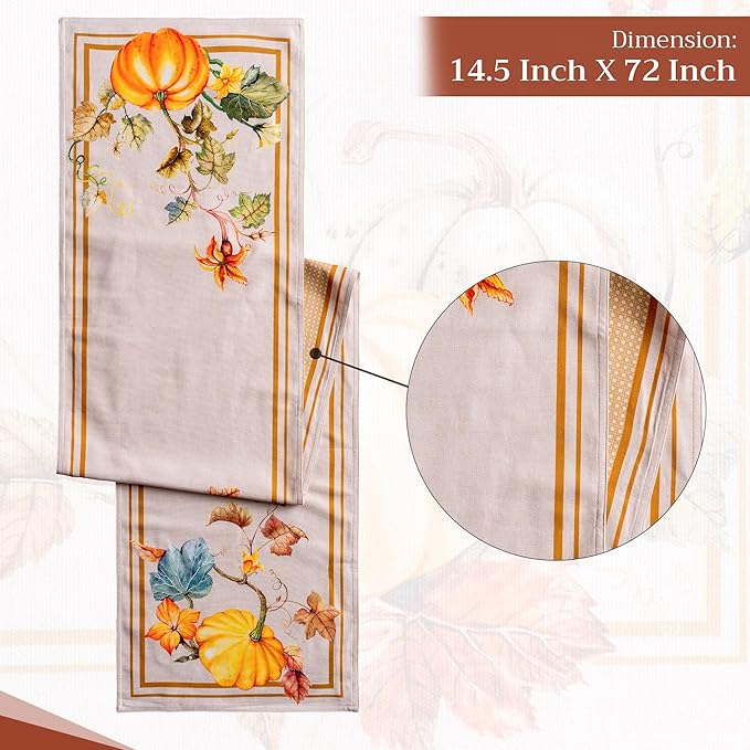 Table Runners 100% Cotton, 14.5 x 72 Inch Double Layer, Potiron