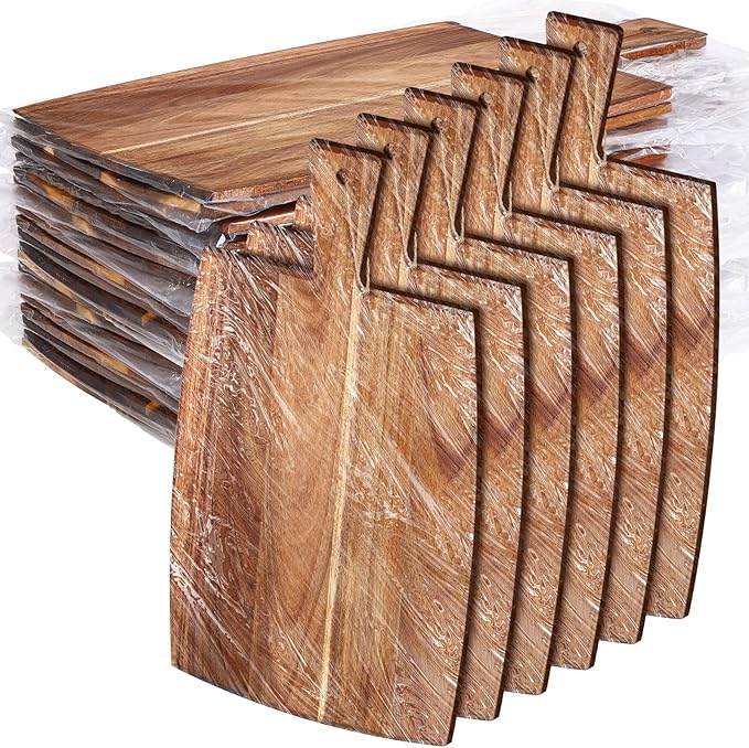 Cutting Boards: 18-Piece Acacia Wood Set with Built-in Handles