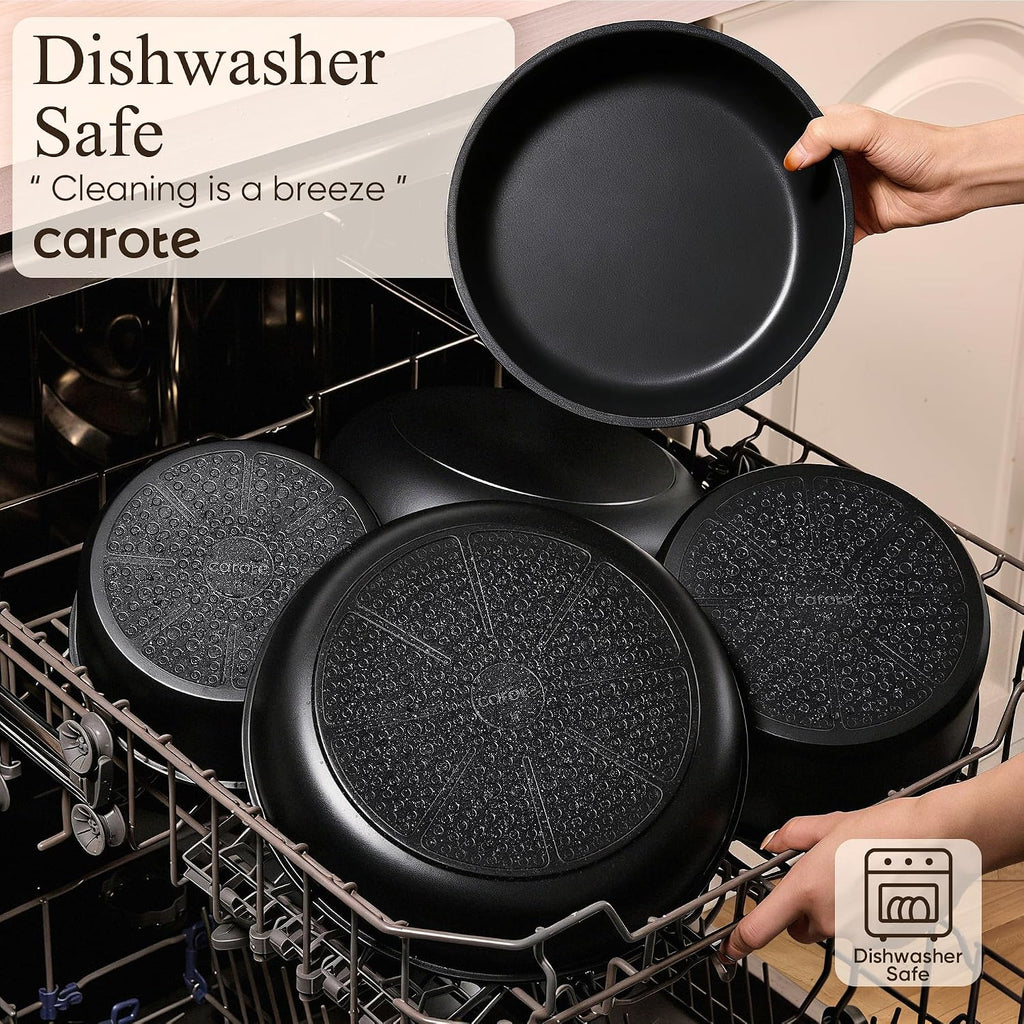 33pcs Pots and Pans Set Non Stick, Detachable Handle Cookware, Black – another angle