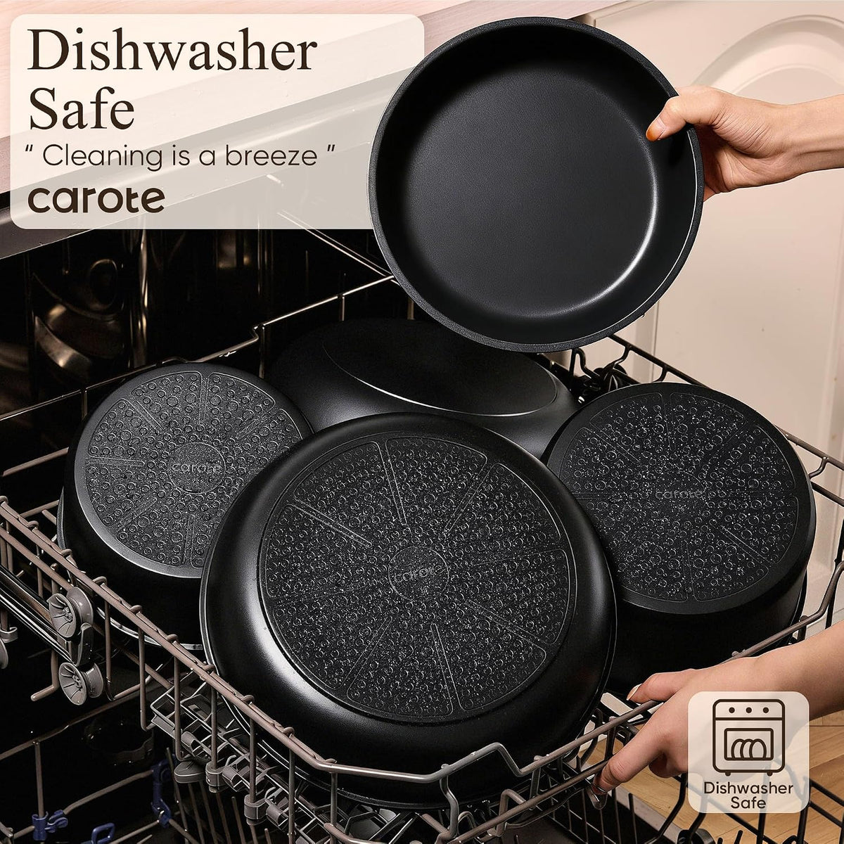 33pcs Pots and Pans Set Non Stick, Detachable Handle Cookware, Black – another angle