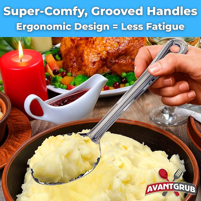 Cooking Spoons: 11 in 18/8 Stainless Steel, Ergonomic Handle, 3-Pack