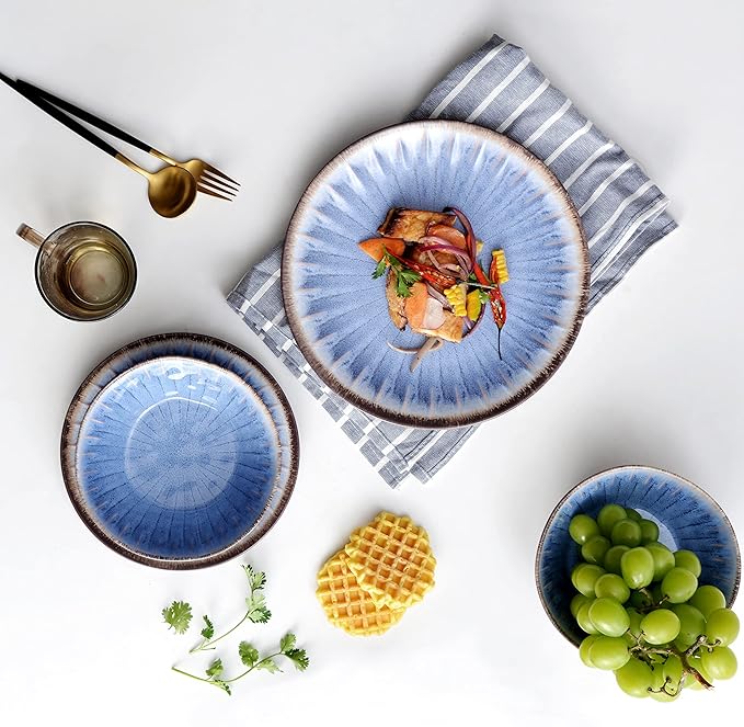 Dinnerware Set 12-Piece Melamine in Classic Blue