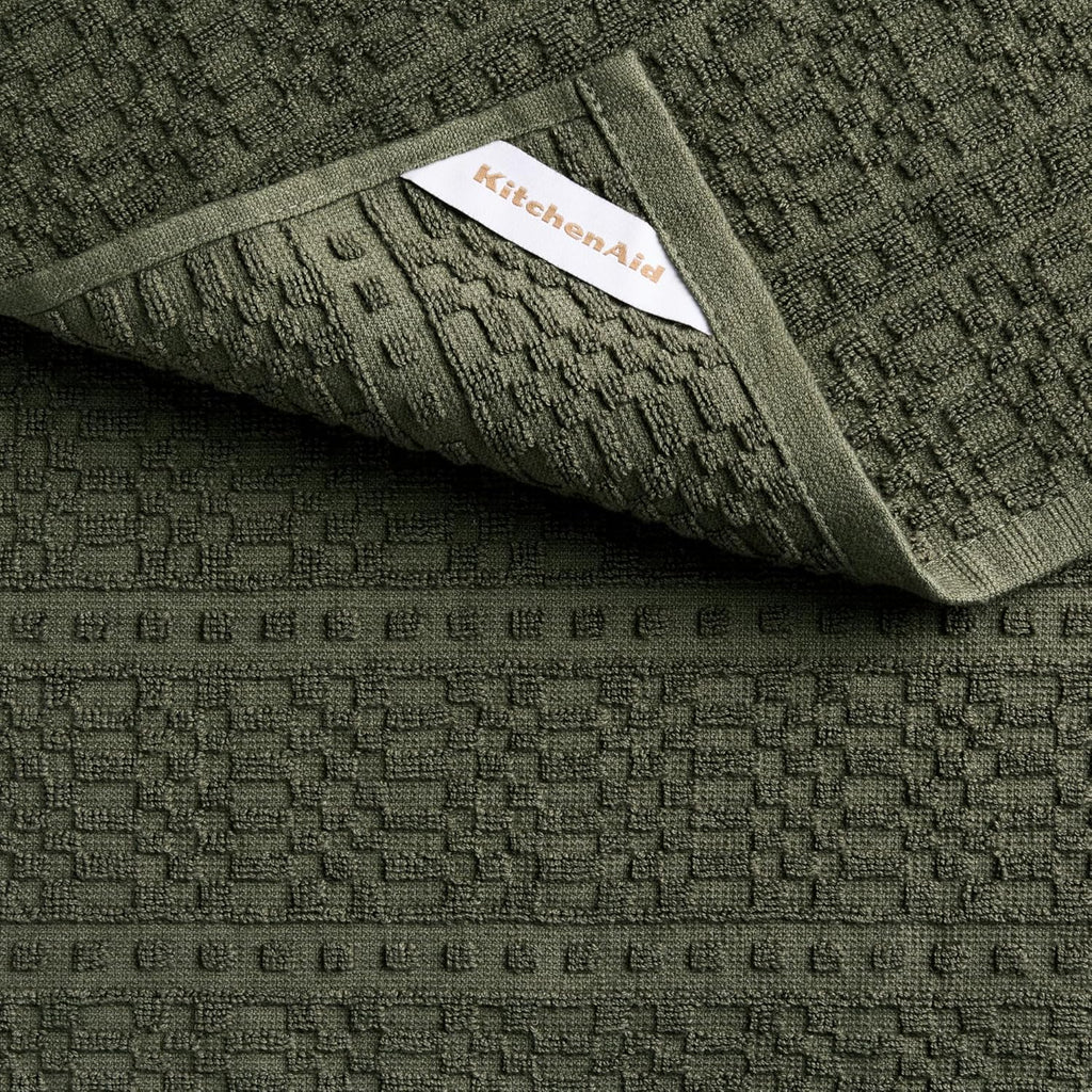 Evergreen Design Series Heavyweight Textured Oversized Kitchen Towels 3-Pack – close-up