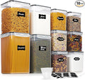 Vtopmart 10 PCS Flour and Sugar Storage Container, Large Airtight Food Canisters with Lids for Kitchen, Pantry Organization, BPA Free, Black