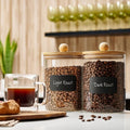 Cookie Jars Set of 2 Clear Glass Canisters with Bamboo Lids