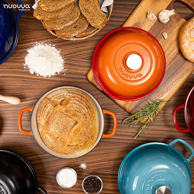 Dutch Oven, 6 Quart Enameled Cast Iron Pot with Lid in Orange