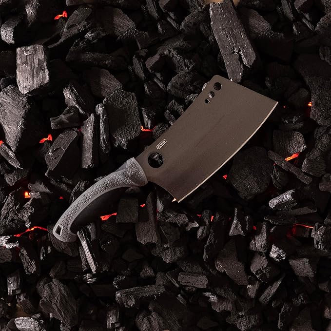 OUTDOOR EDGE ErgoMax Cleaver - Razor Sharp Meat Cleaver and Vegetable Kitchen Knife, Premium Titanium-Coated Steel Blades, Multipurpose Chef Knife for Home and Kitchen with Ergonomic Handle