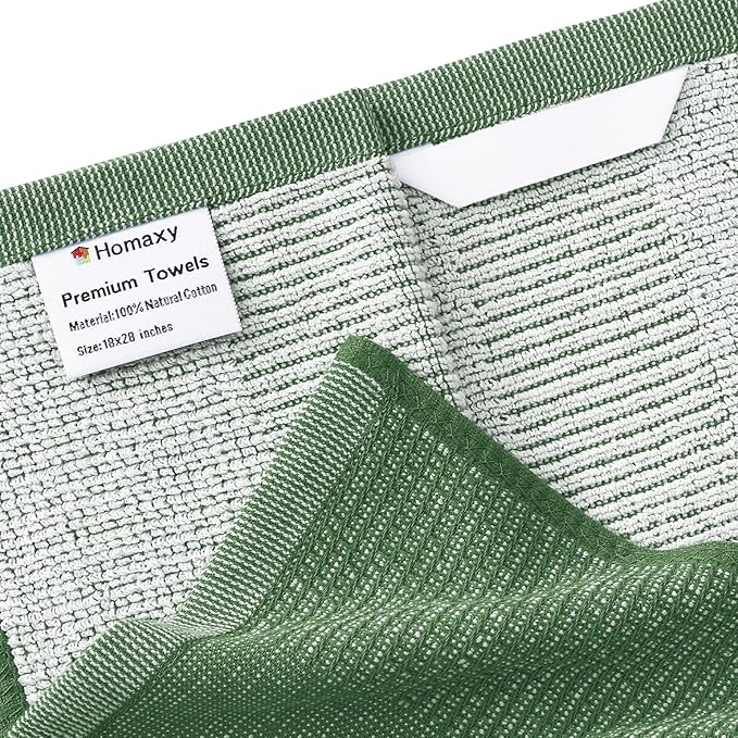 Dish Towels 12 Pack, 18 x 28 Inch Cotton Kitchen Towels in Grass Green