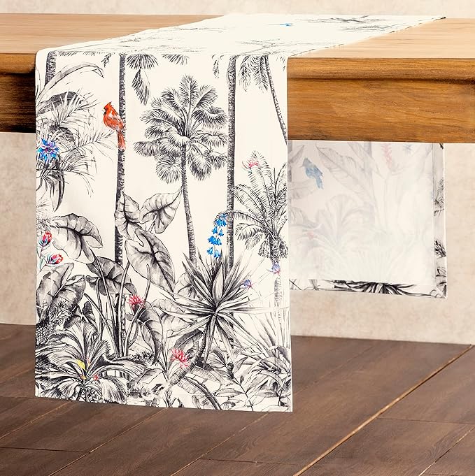 Table Runner, 100% Cotton Watercolor Design, 14.5 x 90 Inches