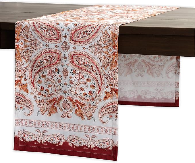 Table Runner, 100% Cotton, 14.5 x 90 Inch Orient Watercolor Design
